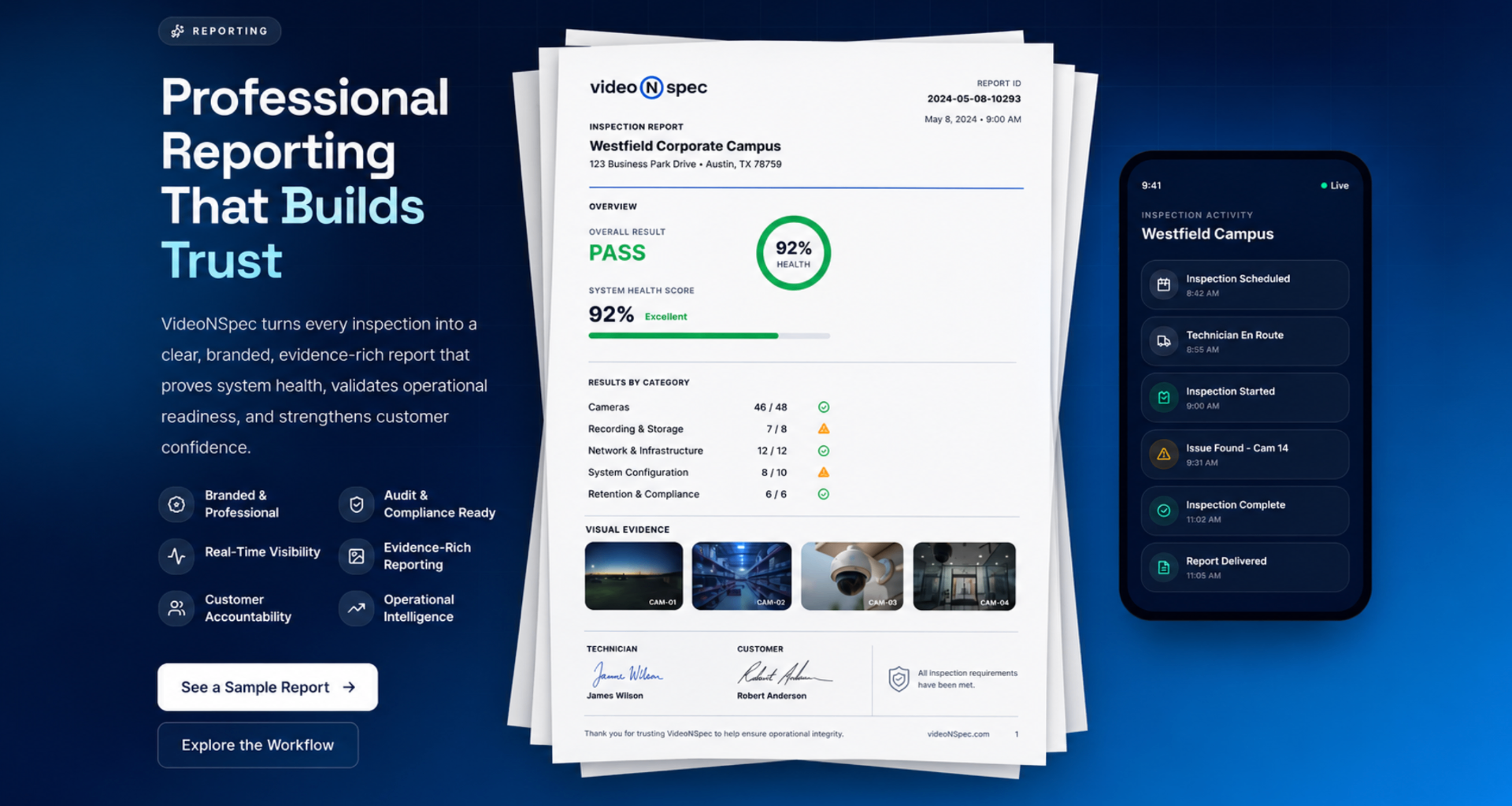 VideoNSpec Professional Reporting that builds trust